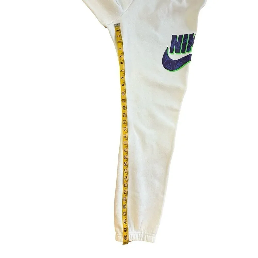 NIKE Vintage White ACG Joggers with Purple Logo Size XL